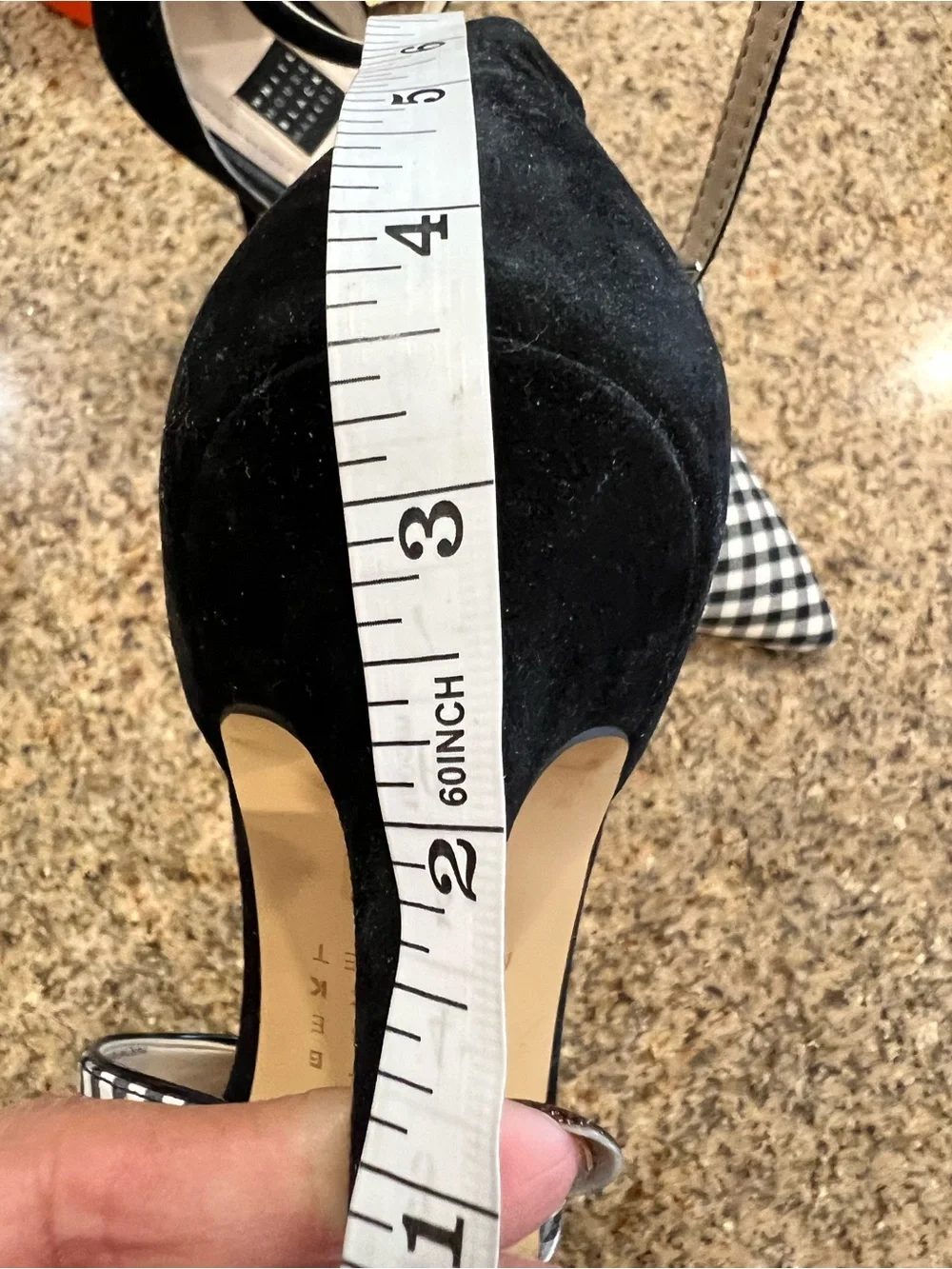 White House Black Market Gianna Gingham Ankle Strap Pumps 8.5 Black White